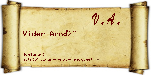 Vider Arnó névjegykártya